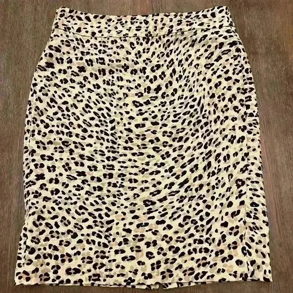 Banana Republic Womens 6 Skirt Pencil Animal Brown Black Straight Lined - Picture 1 of 3